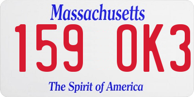 MA license plate 159OK3
