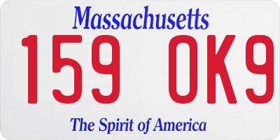 MA license plate 159OK9