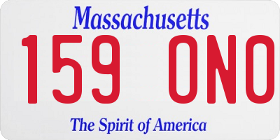 MA license plate 159ON0
