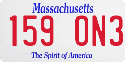 MA license plate 159ON3