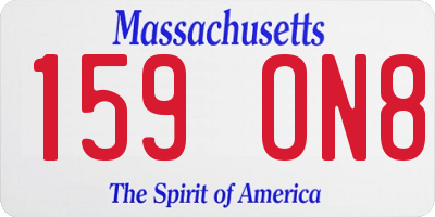 MA license plate 159ON8