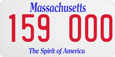 MA license plate 159OO0