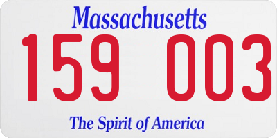 MA license plate 159OO3