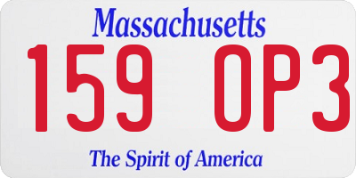 MA license plate 159OP3