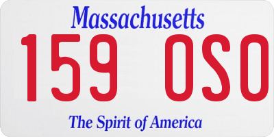 MA license plate 159OS0