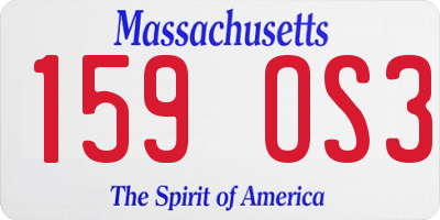 MA license plate 159OS3