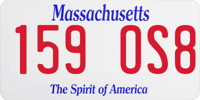MA license plate 159OS8