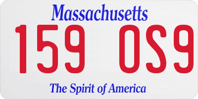 MA license plate 159OS9