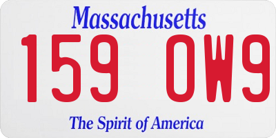 MA license plate 159OW9