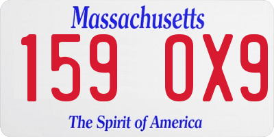 MA license plate 159OX9