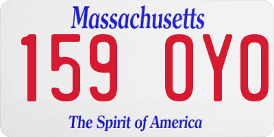 MA license plate 159OY0