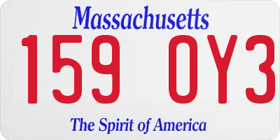 MA license plate 159OY3