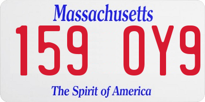 MA license plate 159OY9