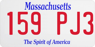 MA license plate 159PJ3