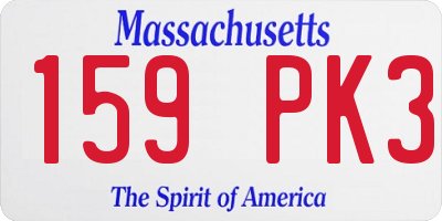 MA license plate 159PK3