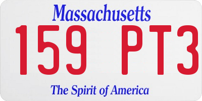 MA license plate 159PT3