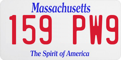 MA license plate 159PW9