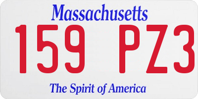MA license plate 159PZ3