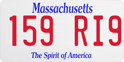MA license plate 159RI9