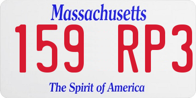 MA license plate 159RP3