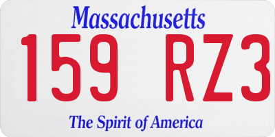 MA license plate 159RZ3