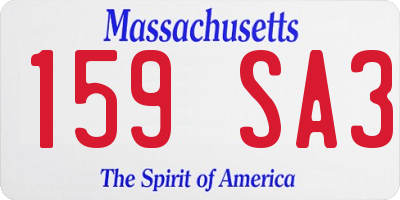 MA license plate 159SA3