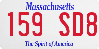 MA license plate 159SD8