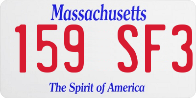 MA license plate 159SF3