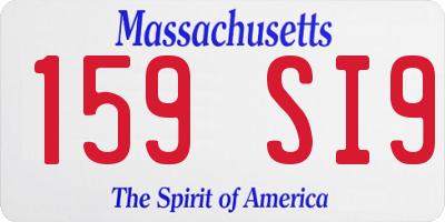 MA license plate 159SI9