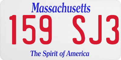 MA license plate 159SJ3