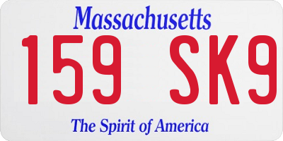 MA license plate 159SK9