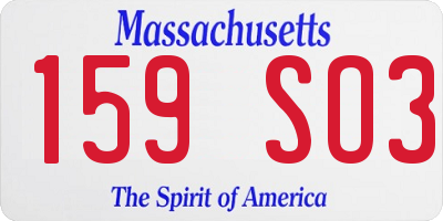 MA license plate 159SO3