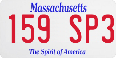 MA license plate 159SP3