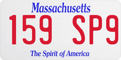 MA license plate 159SP9