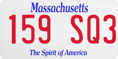 MA license plate 159SQ3