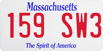MA license plate 159SW3