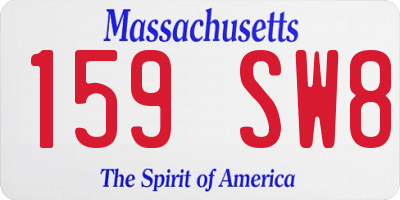 MA license plate 159SW8