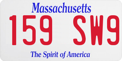 MA license plate 159SW9