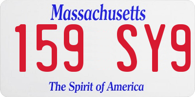 MA license plate 159SY9