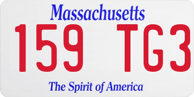 MA license plate 159TG3