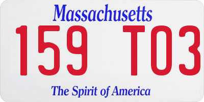 MA license plate 159TO3