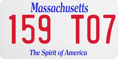 MA license plate 159TO7