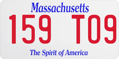 MA license plate 159TO9