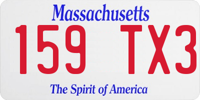 MA license plate 159TX3