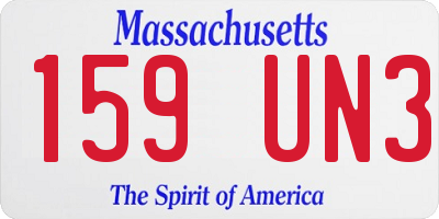 MA license plate 159UN3