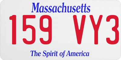 MA license plate 159VY3
