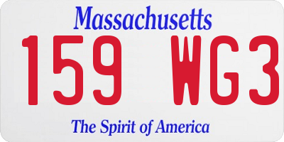MA license plate 159WG3