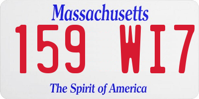 MA license plate 159WI7
