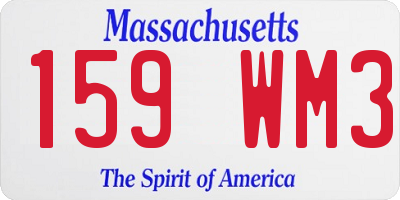 MA license plate 159WM3