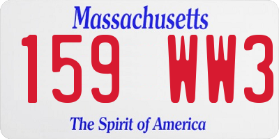 MA license plate 159WW3